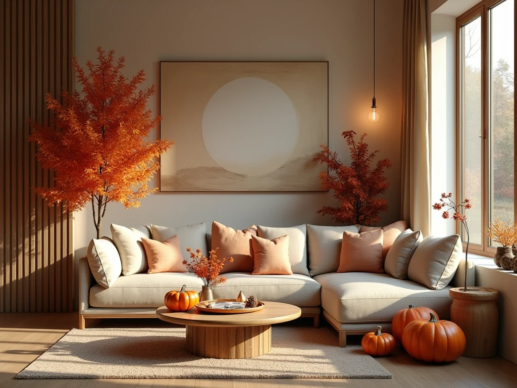 Beautiful seasonal home decor transition featuring autumn colors and natural elements